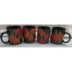 Otagiri Japan Mug Set of 4 Fish Bouquet T Taylor Goldfish Reeds